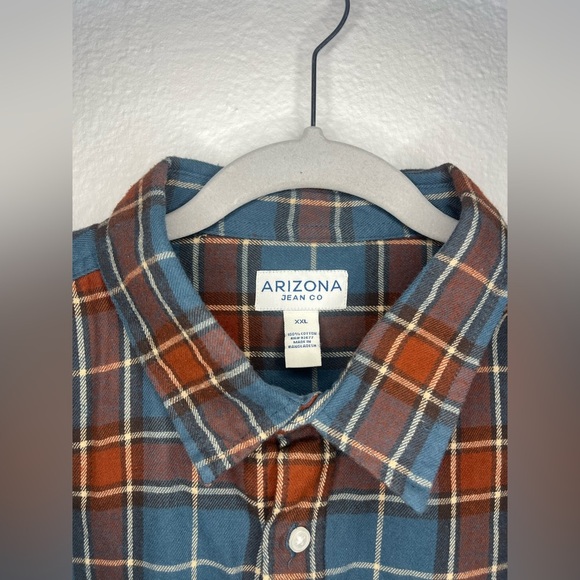 Arizona Jean Co Men’s Flannel Shirt XXL Navy Plaid Long Sleeve NWT $40 - Picture 3 of 4